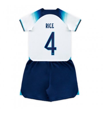 Anglia Declan Rice #4 Koszulka Podstawowych Dziecięca MŚ 2022 Krótki Rękaw (+ Krótkie spodenki)